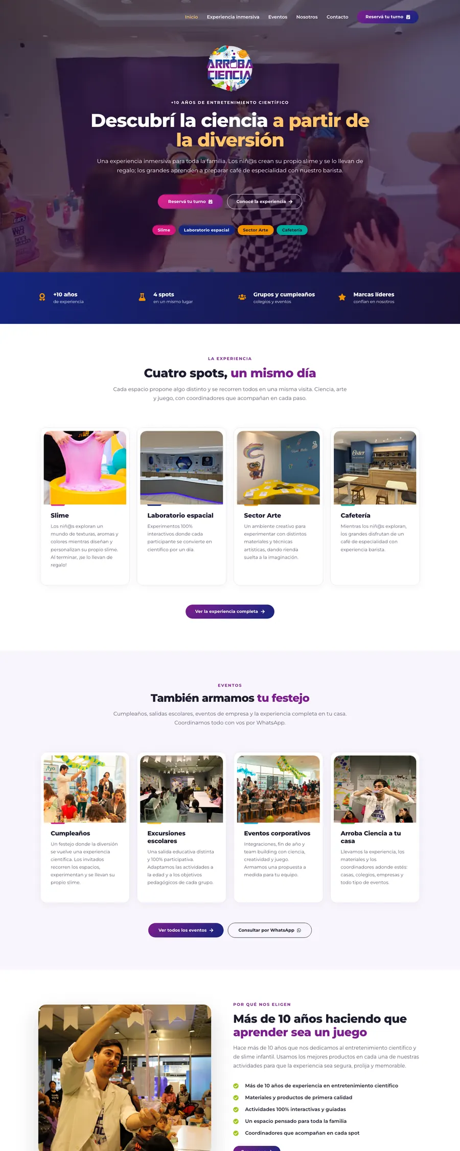 Sitio web de Arroba Ciencia diseñado por Point Web (página completa)