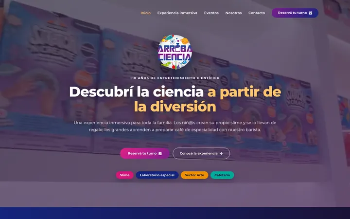 Sitio web de Arroba Ciencia diseñado por Point Web