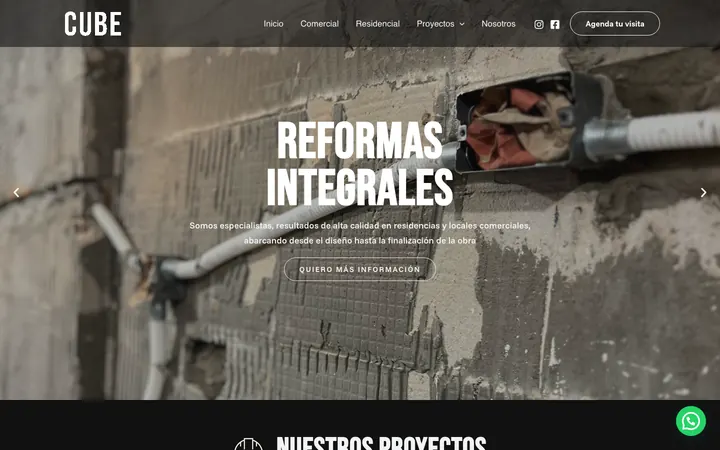 Sitio web de Cube Constructora diseñado por Point Web