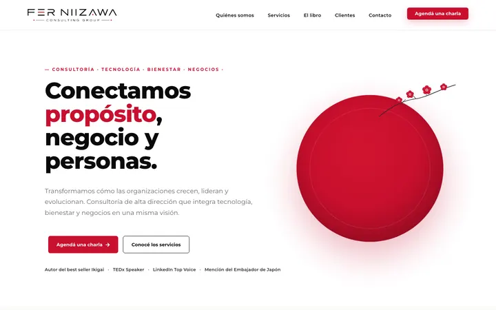 Sitio web de Fer Niizawa diseñado por Point Web
