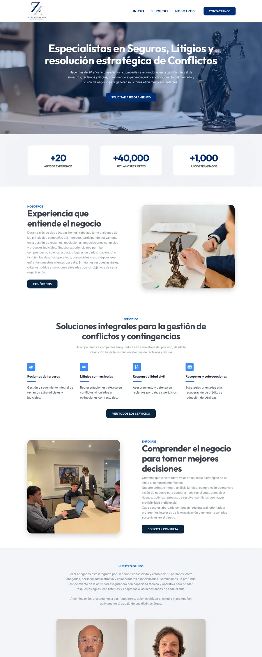 Sitio web de Iezzi Abogados diseñado por Point Web (página completa)