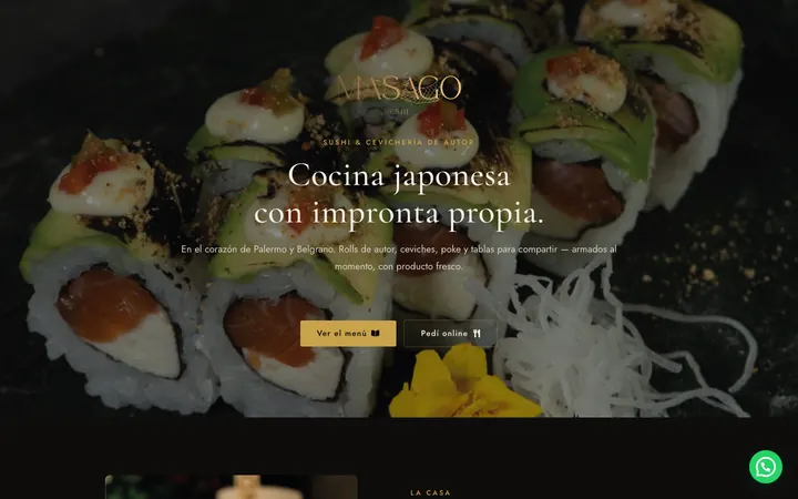 Sitio web de Masago Sushi diseñado por Point Web