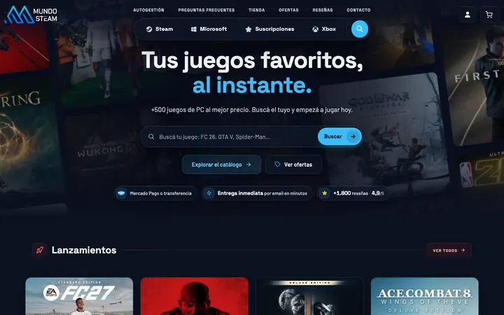 Sitio web de Mundo Steam diseñado por Point Web