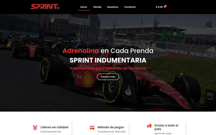Sitio web de Sprint Indumentaria diseñado por Point Web